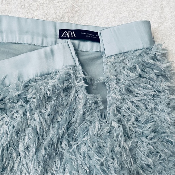 Zara Skirts Zara Feather Mini Skirt In Baby Blue Poshmark